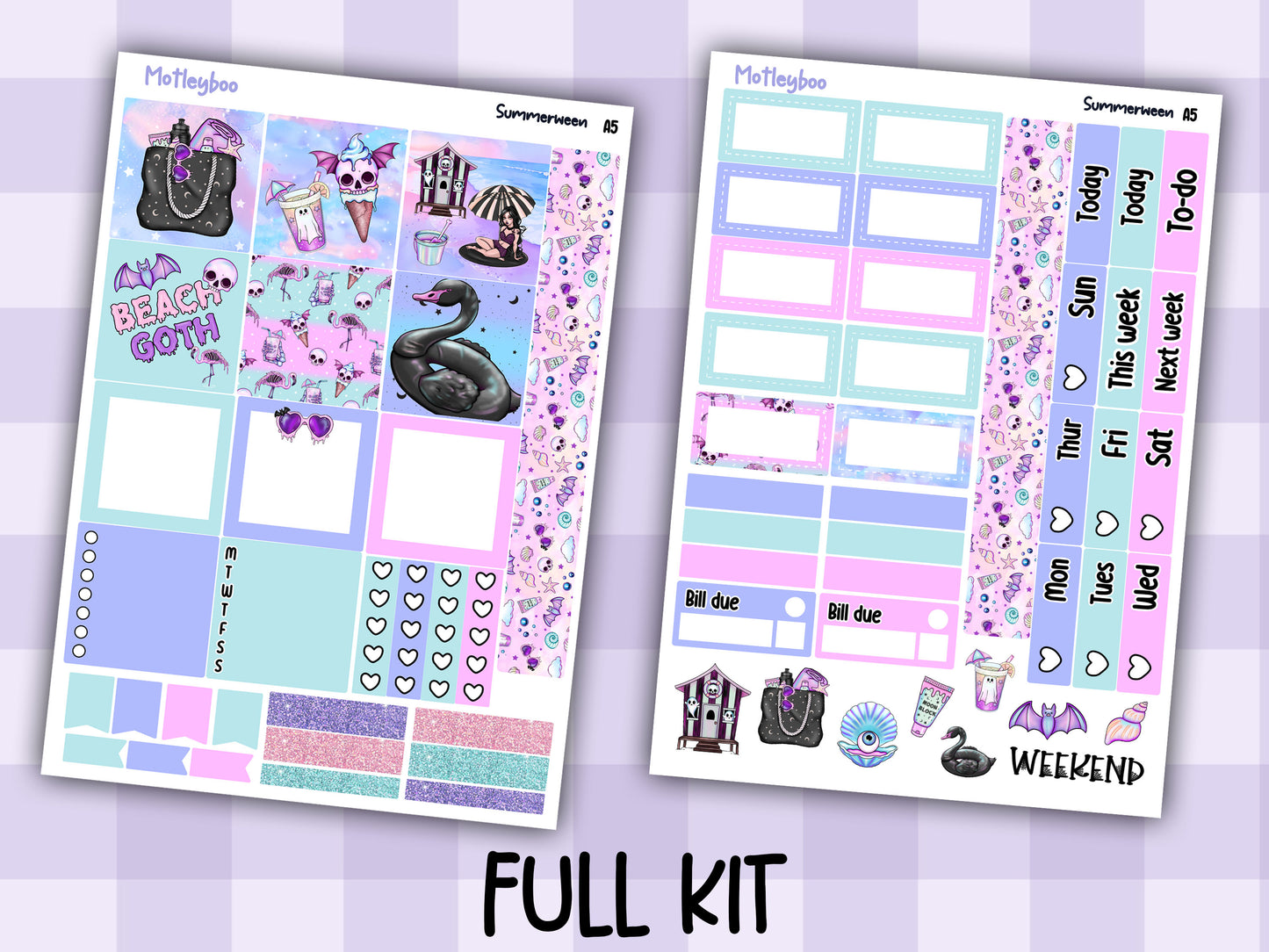 A5 Hobonichi cousin planner sticker kit, Summer planner stickers, hobonichi cousin, Summerween
