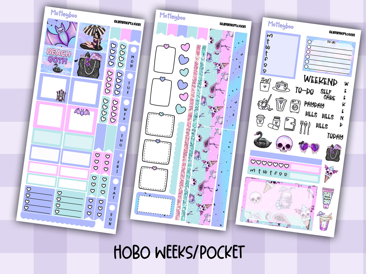 Hobonichi weeks weekly planner sticker kit, Summer season planner stickers, Summerween
