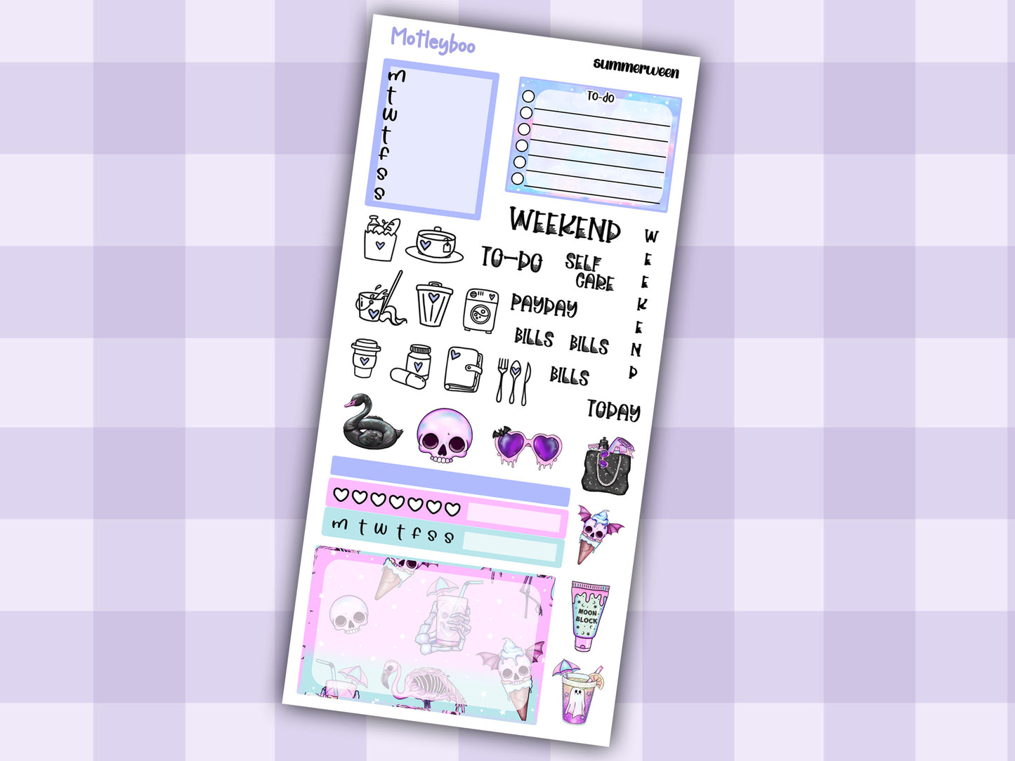 Hobonichi weeks weekly planner sticker kit, Summer season planner stickers, Summerween