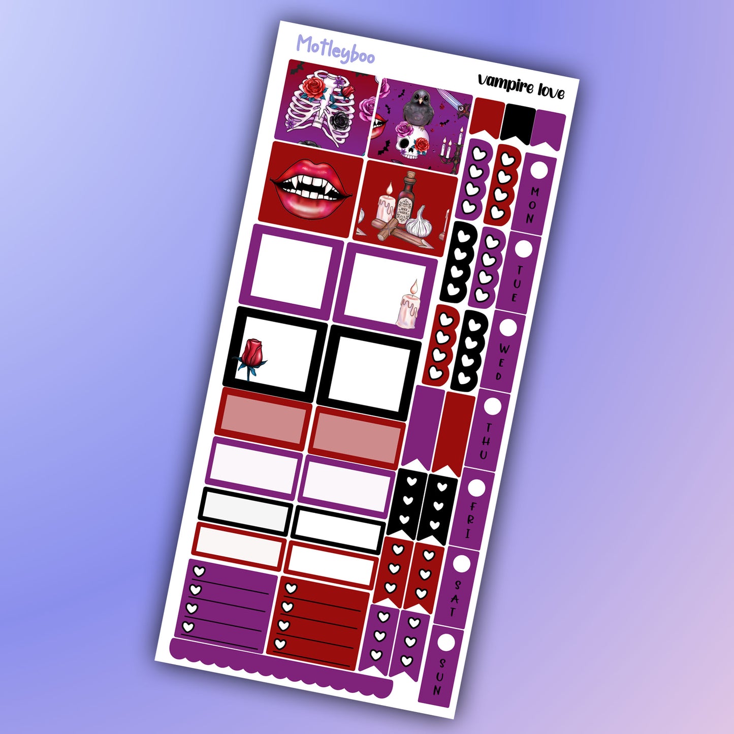Hobonichi weeks, sticker kit, hobonichi planner, vampire stickers, planner stickers, gothic planning