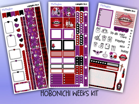 Hobonichi weeks, sticker kit, hobonichi planner, vampire stickers, planner stickers, gothic planning