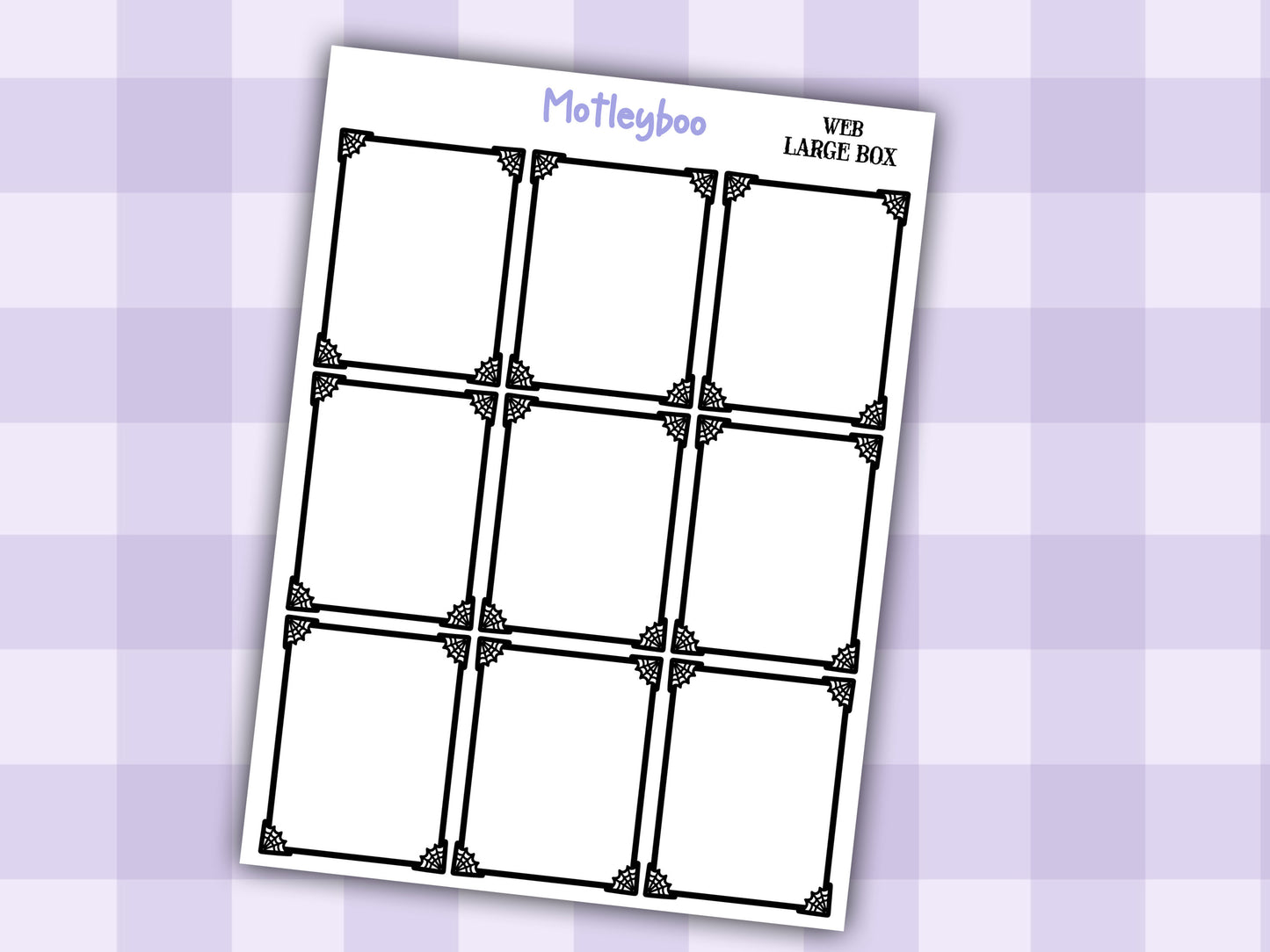 Gothic Planner Stickers, Spiderweb Planner Boxes