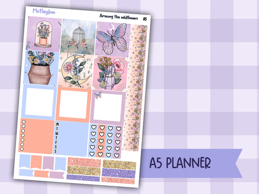 A5 Celestial Hobonichi cousin planner sticker kit, Among the wildflowers