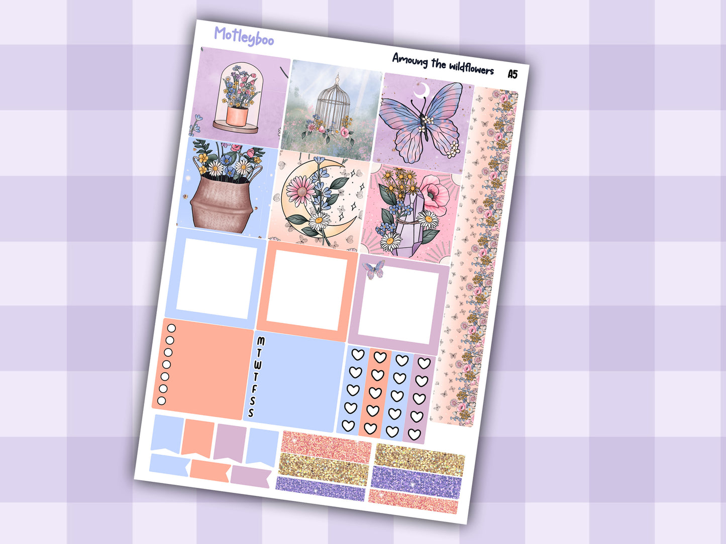 A5 Celestial Hobonichi cousin planner sticker kit, Among the wildflowers