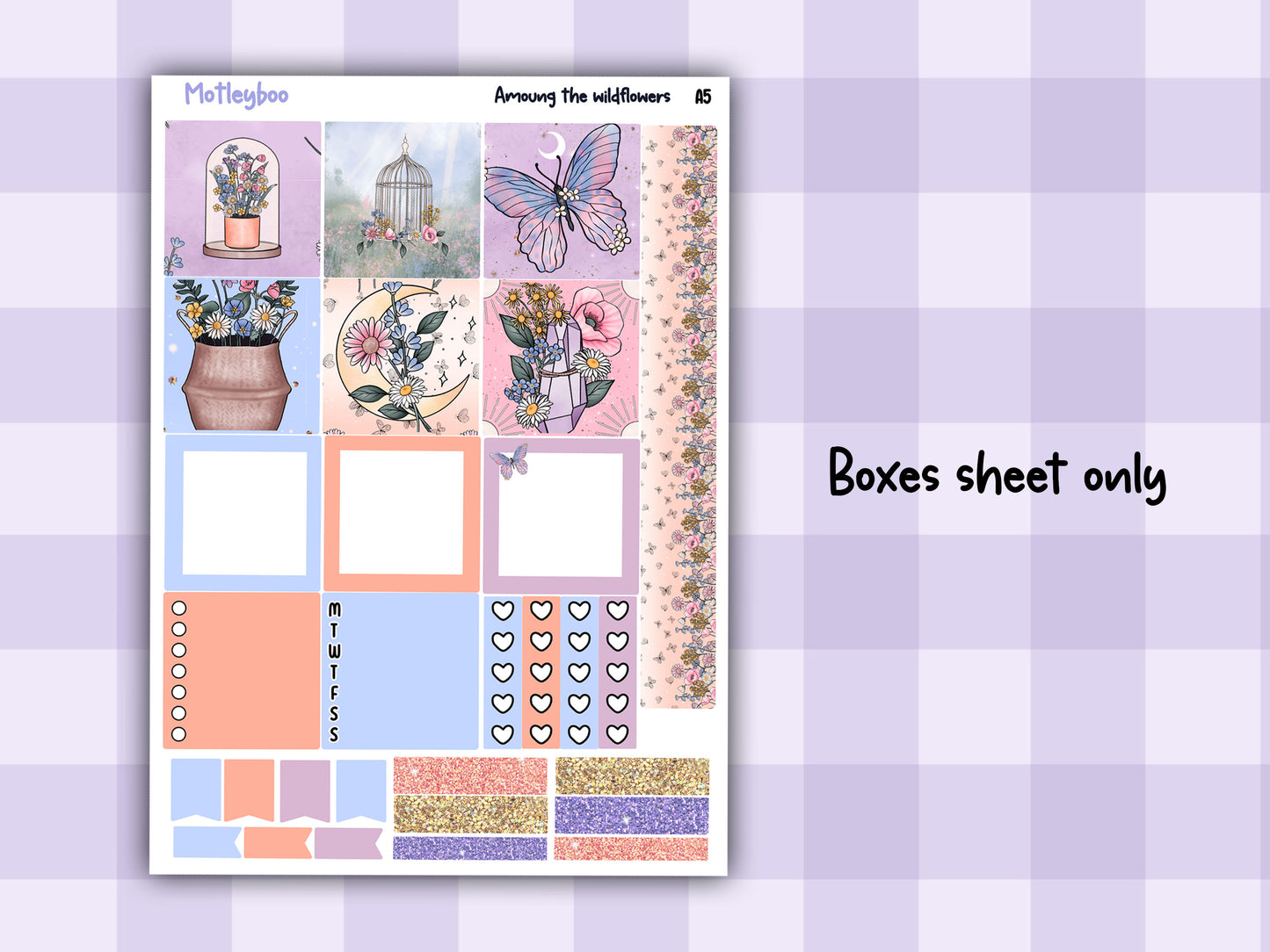 A5 Celestial Hobonichi cousin planner sticker kit, Among the wildflowers