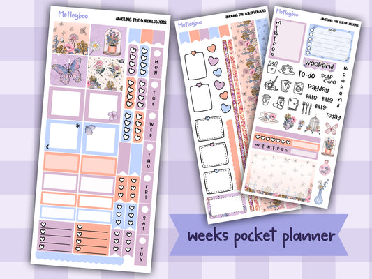 Hobonichi weeks, sticker kit, hobonichi planner, Among the wildflowers