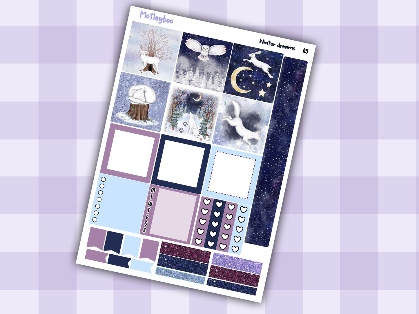 Hobonichi cousin weekly planner sticker kit, winter stickers, winter dreams