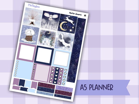 Hobonichi cousin weekly planner sticker kit, winter stickers, winter dreams