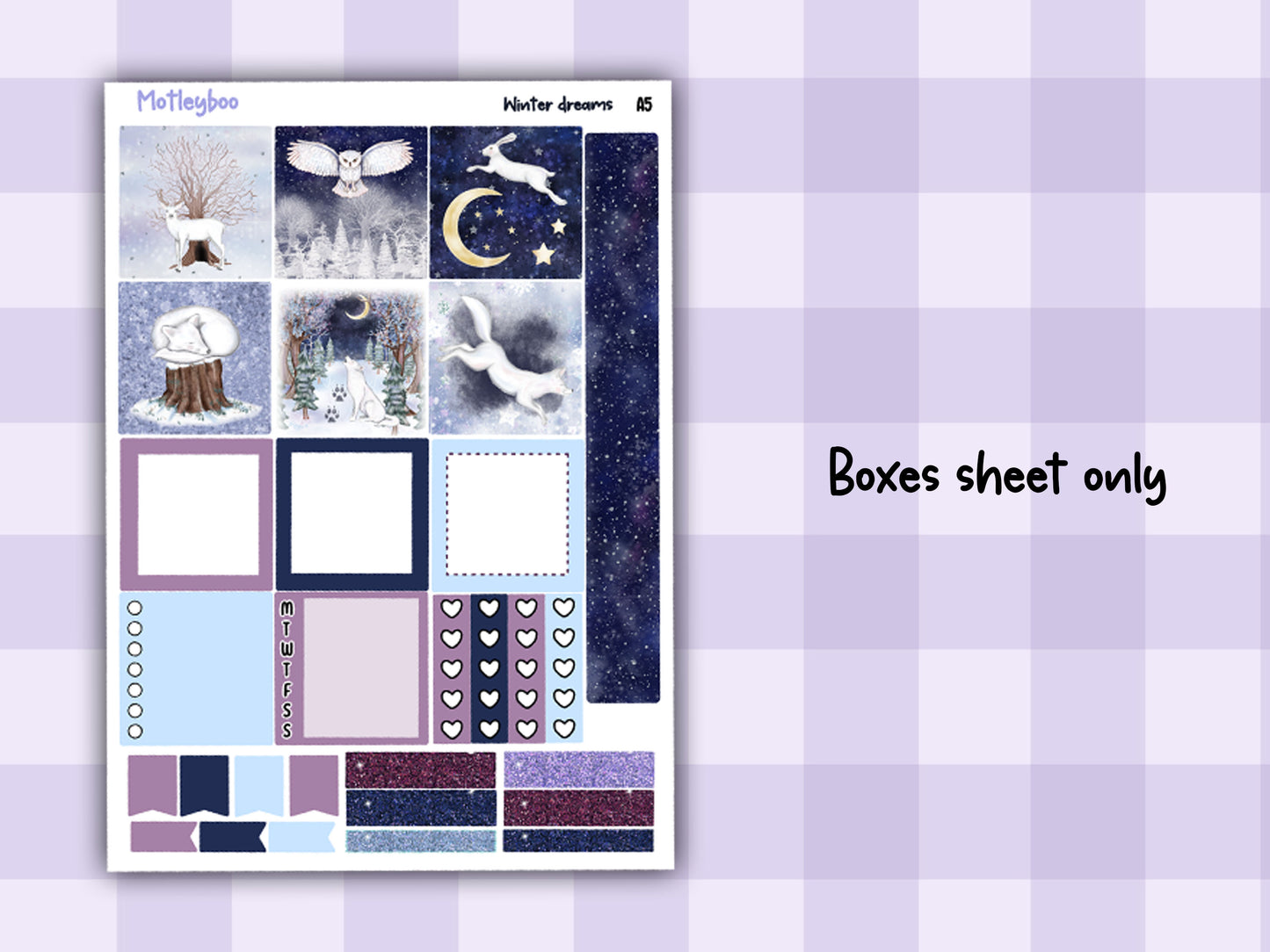 Hobonichi cousin weekly planner sticker kit, winter stickers, winter dreams