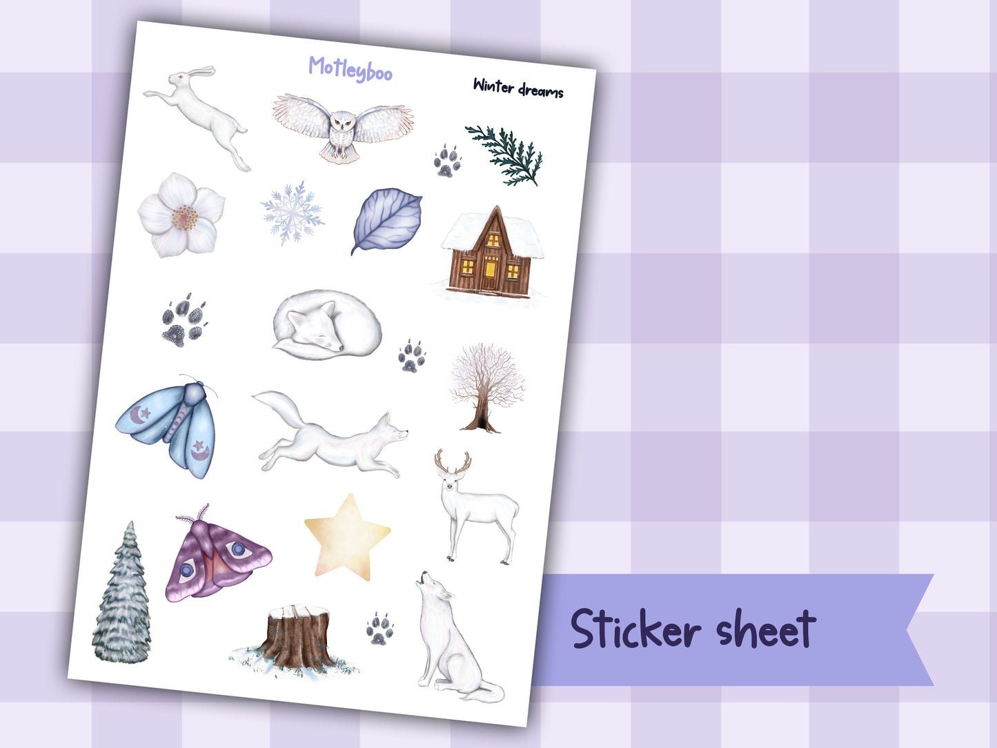 Planner sticker sheet, Christmas stickers, labels for cards,  stickers, WINTER DREAMS