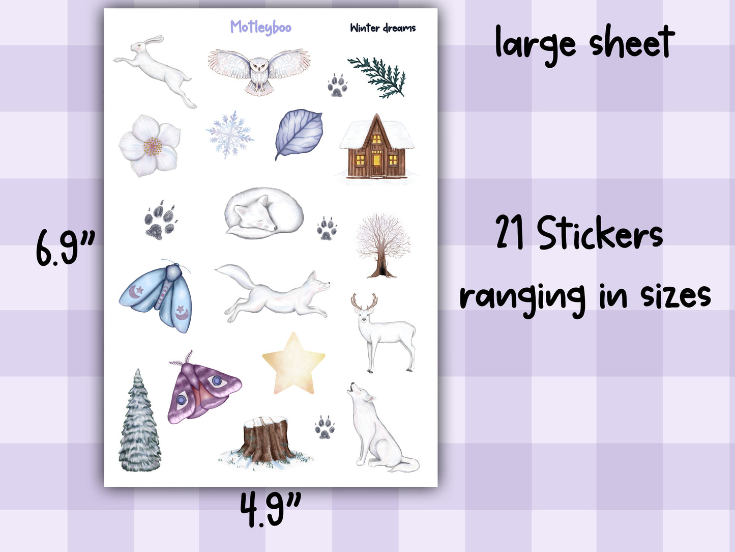 Planner sticker sheet, Christmas stickers, labels for cards,  stickers, WINTER DREAMS