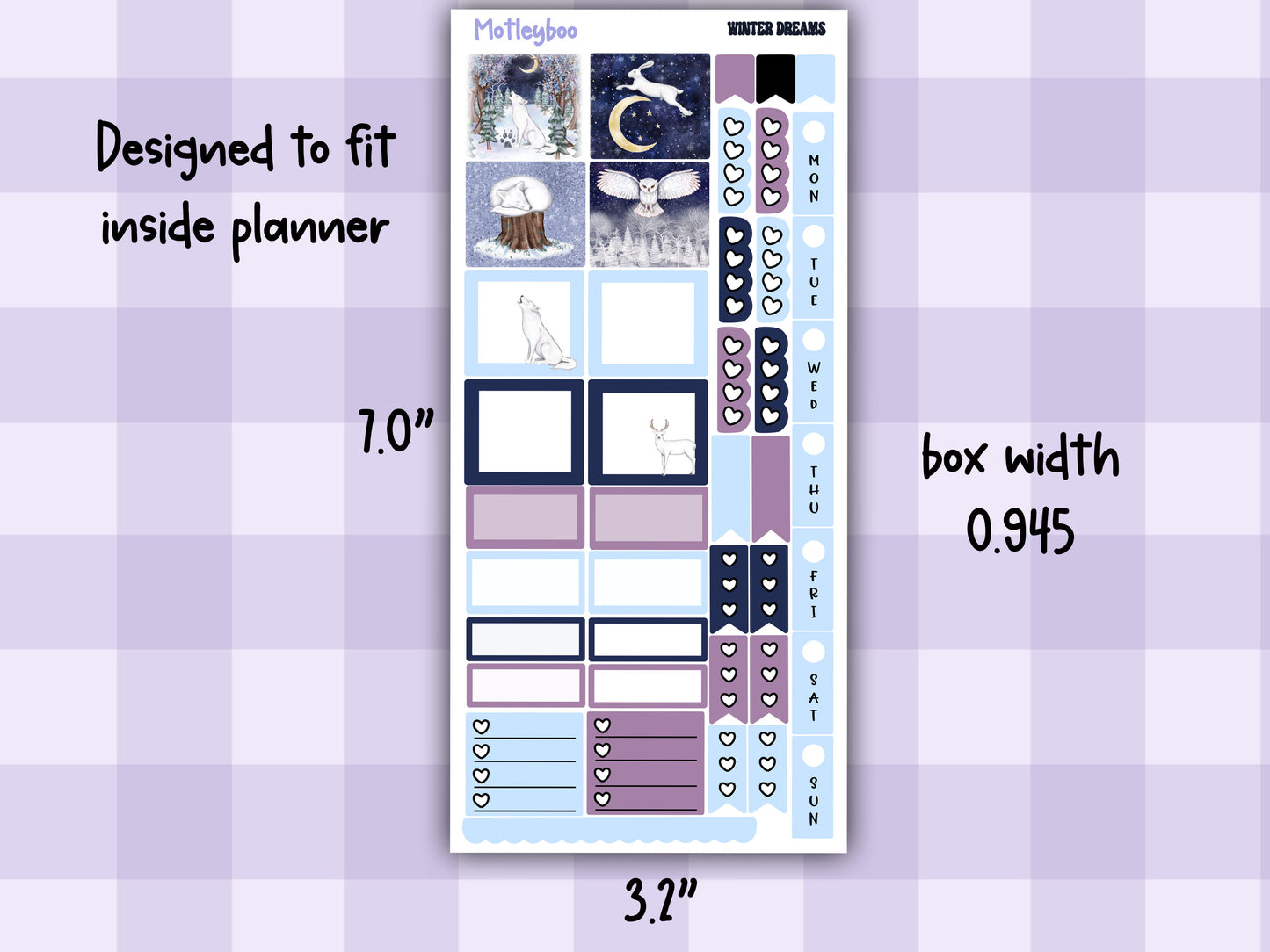 Hobonichi weeks weekly planner sticker kit, winter planner stickers, winter dreams