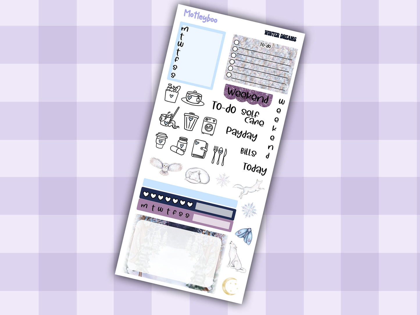 Hobonichi weeks weekly planner sticker kit, winter planner stickers, winter dreams
