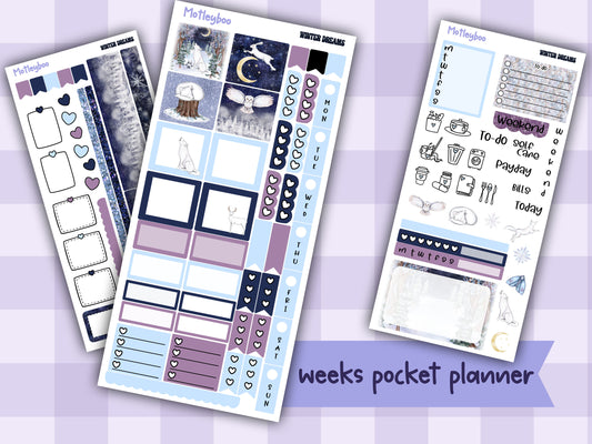 Hobonichi weeks weekly planner sticker kit, winter planner stickers, winter dreams
