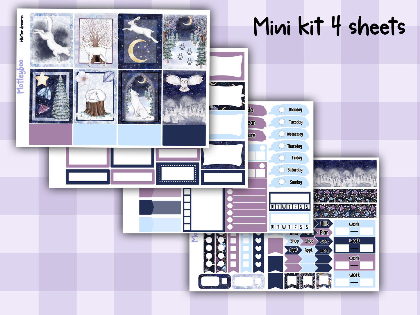 weekly planner stickers, planner kits, winter stickers, winter themed stickers, winter dreams