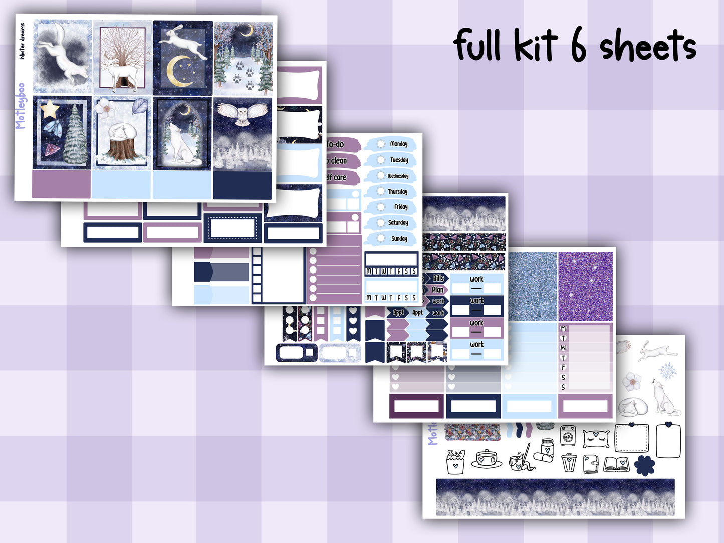 weekly planner stickers, planner kits, winter stickers, winter themed stickers, winter dreams