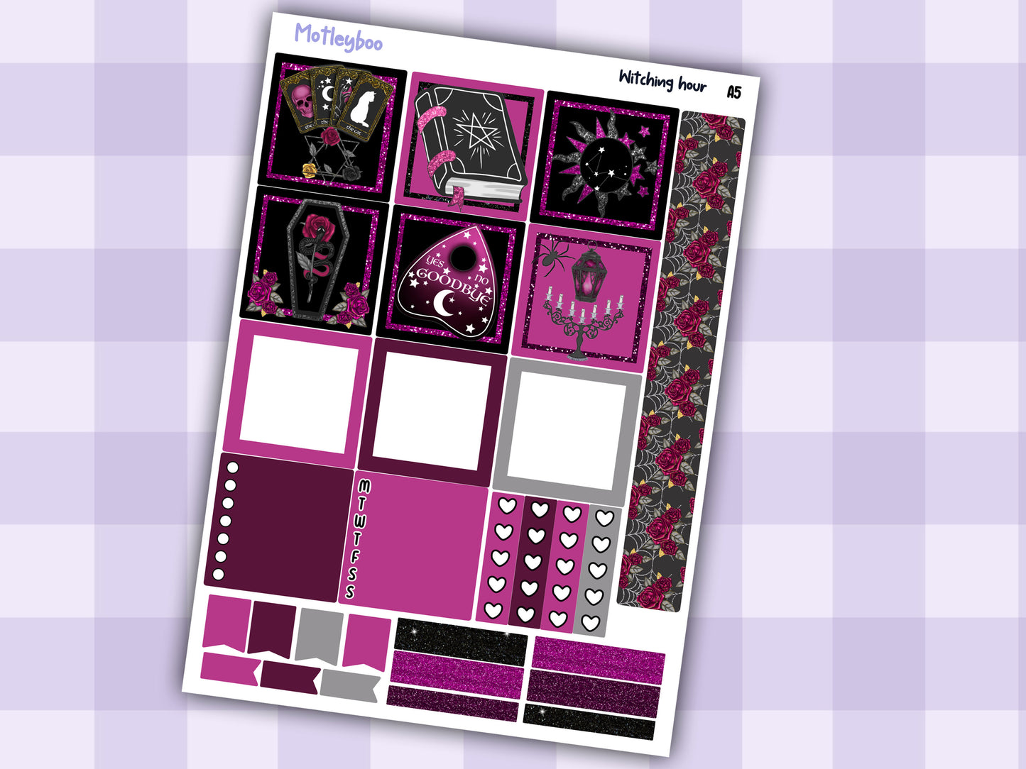 A5 Hobonichi cousin planner sticker kit, spooky planner stickers, hobonichi cousin Witching hour