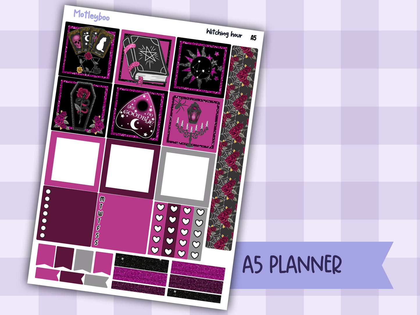 A5 Hobonichi cousin planner sticker kit, spooky planner stickers, hobonichi cousin Witching hour