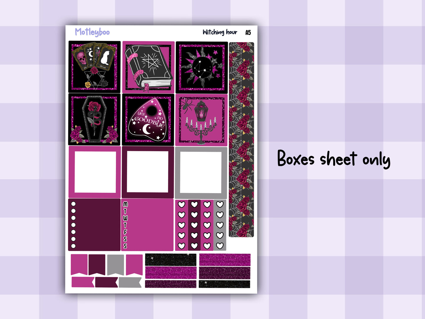 A5 Hobonichi cousin planner sticker kit, spooky planner stickers, hobonichi cousin Witching hour