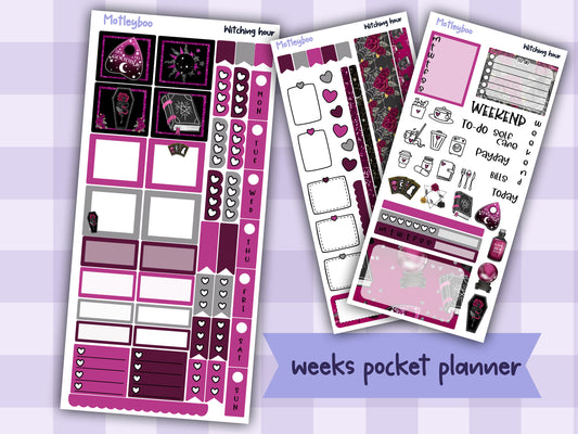 Hobonichi weeks weekly planner sticker kit, spooky planner stickers, Witching hour