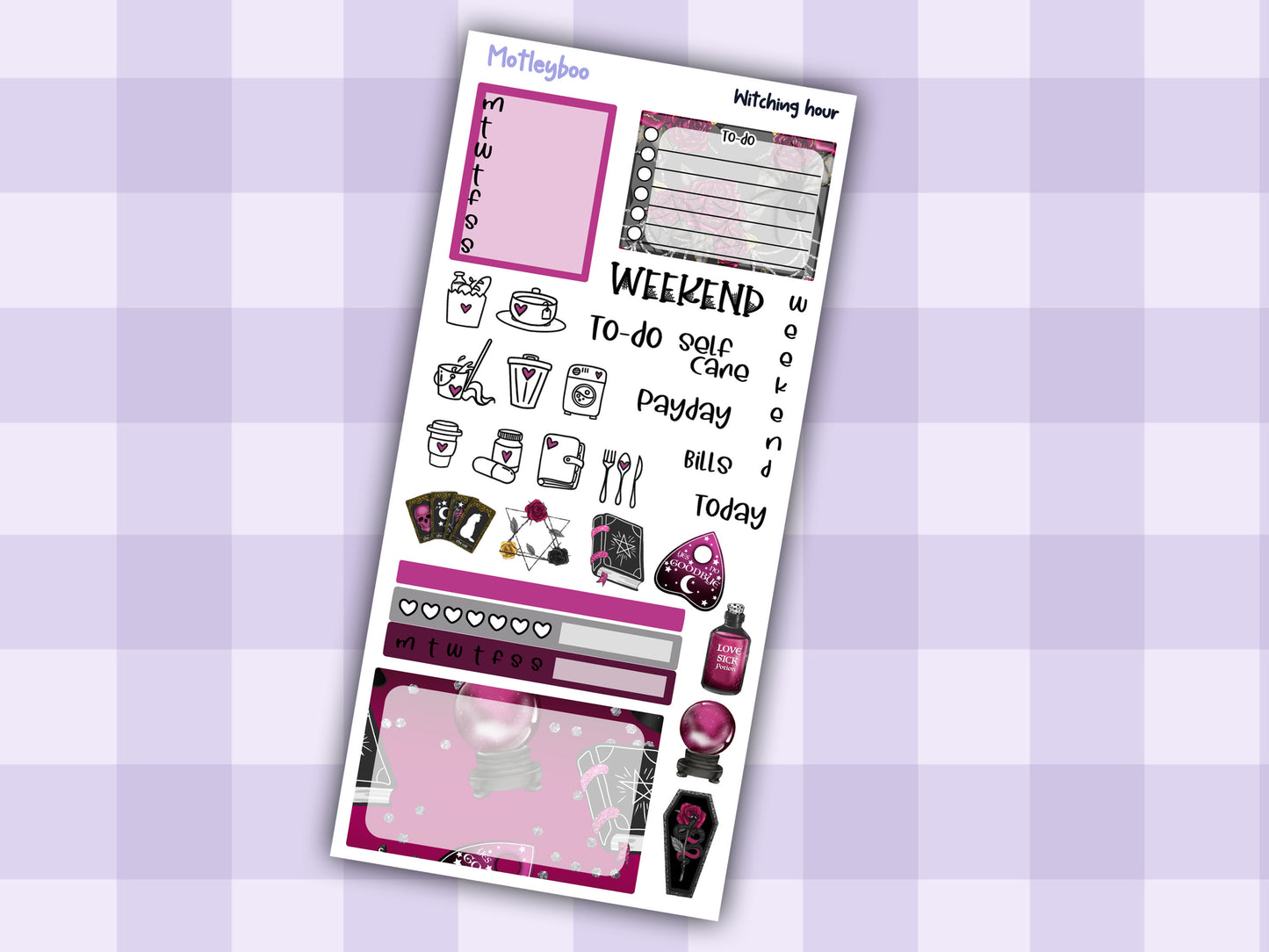 Hobonichi weeks weekly planner sticker kit, spooky planner stickers, Witching hour