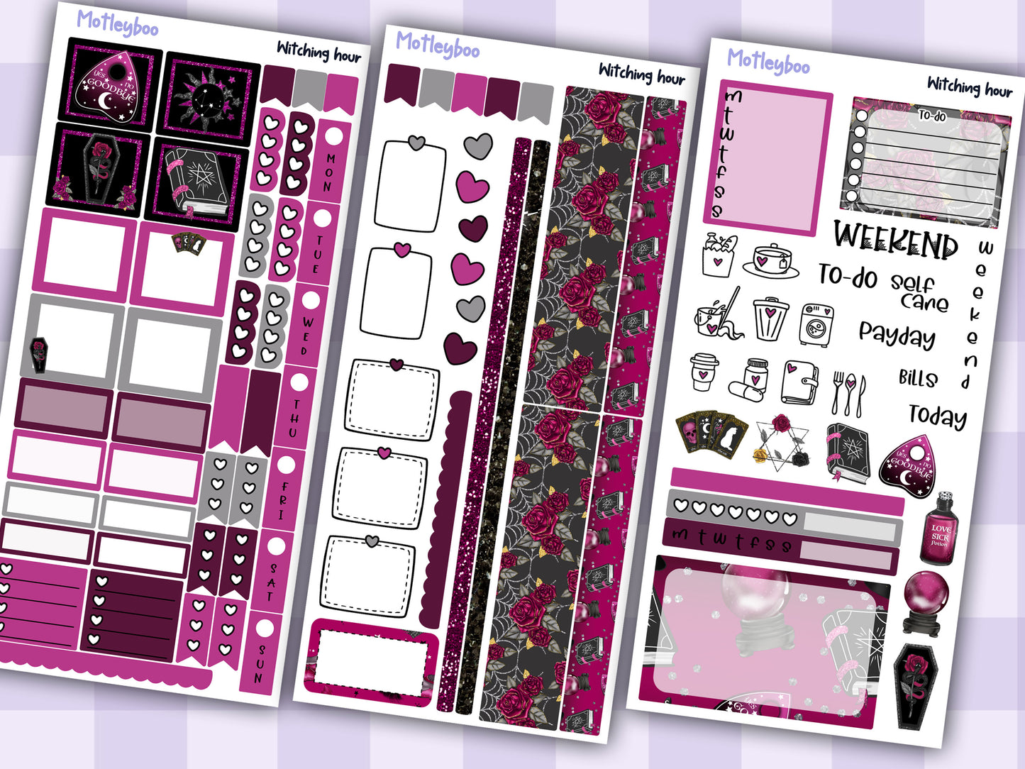 Hobonichi weeks weekly planner sticker kit, spooky planner stickers, Witching hour