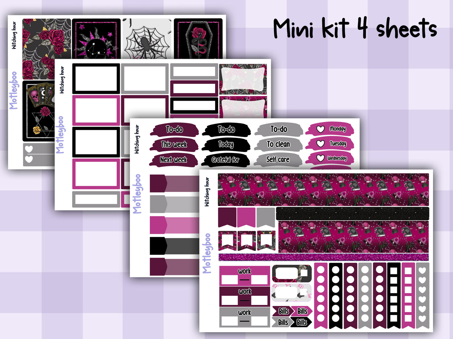 Weekly Planner Sticker Kit, witchy spooky halloween Vertical Planning Stickers, Witching hour
