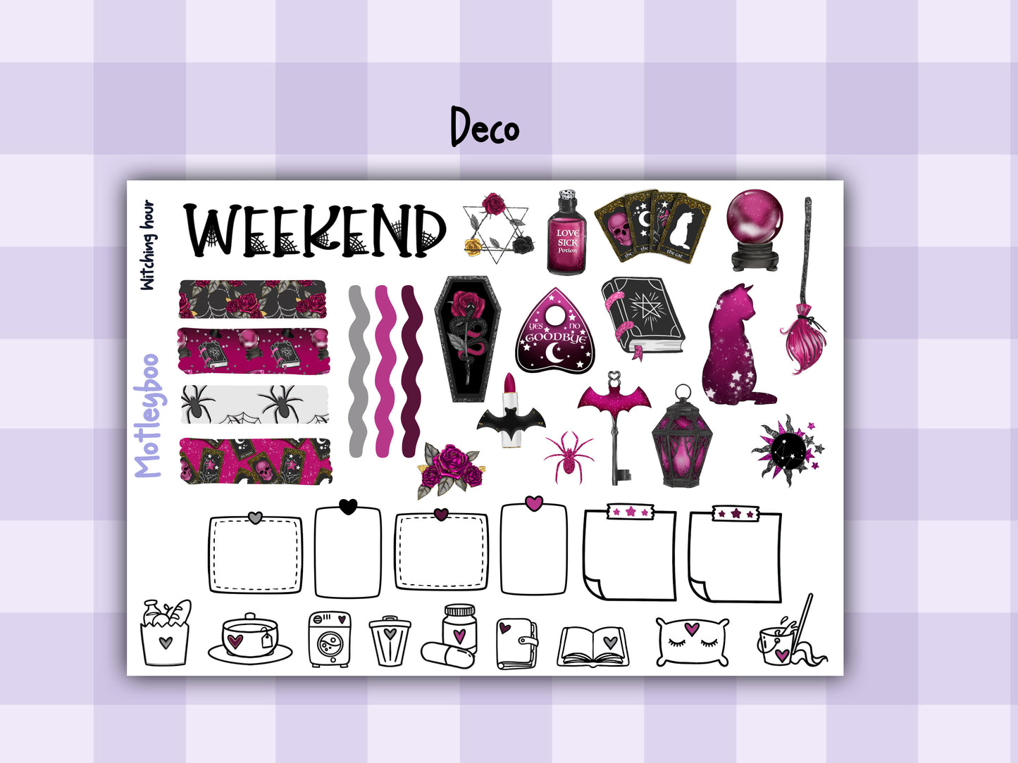 Weekly Planner Sticker Kit, witchy spooky halloween Vertical Planning Stickers, Witching hour