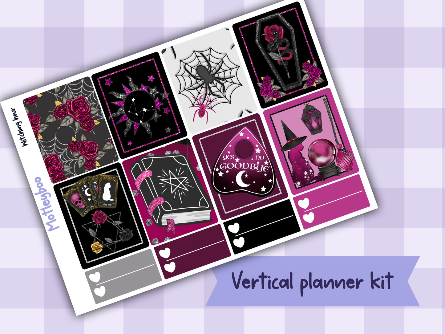 Weekly Planner Sticker Kit, witchy spooky halloween Vertical Planning Stickers, Witching hour