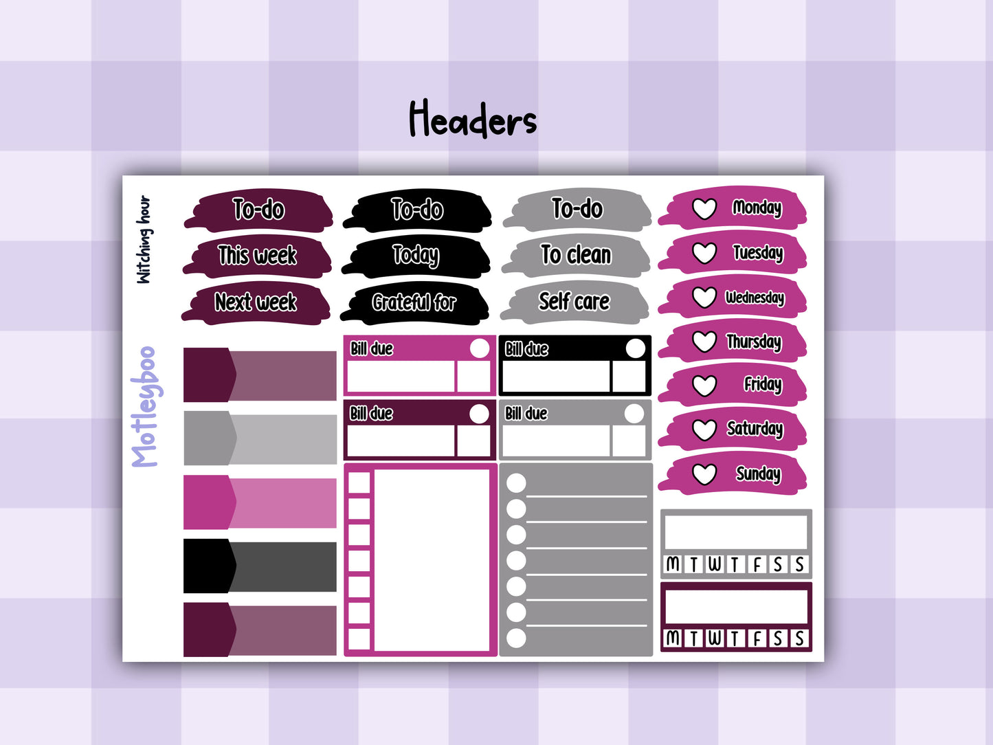 Weekly Planner Sticker Kit, witchy spooky halloween Vertical Planning Stickers, Witching hour
