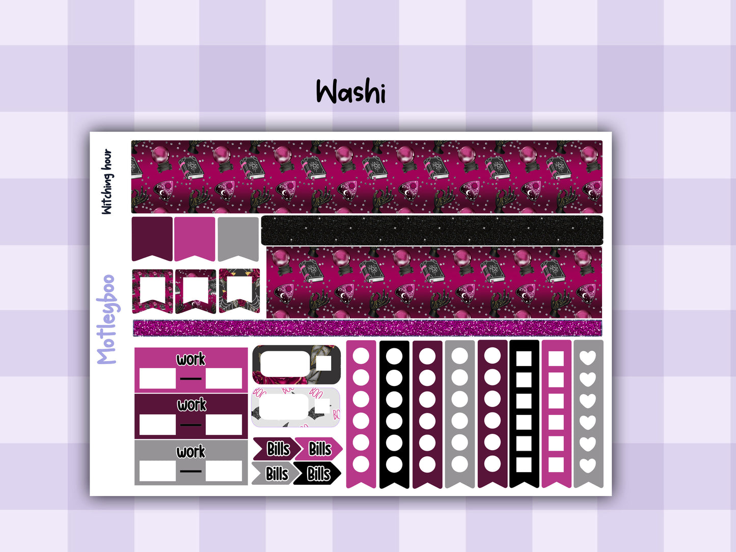 Weekly Planner Sticker Kit, witchy spooky halloween Vertical Planning Stickers, Witching hour