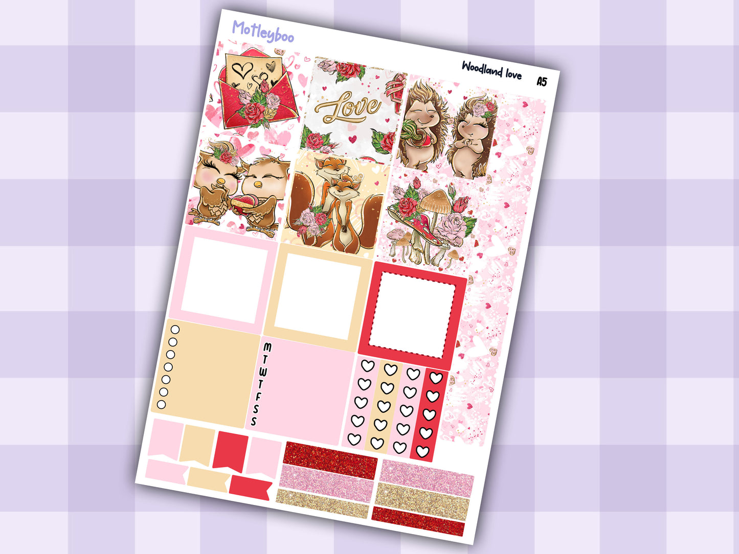 Valentines day hobonichi cousin sticker kit, weekly sticker kit, A5 planner, valentines day, planner stickers, functional stickers