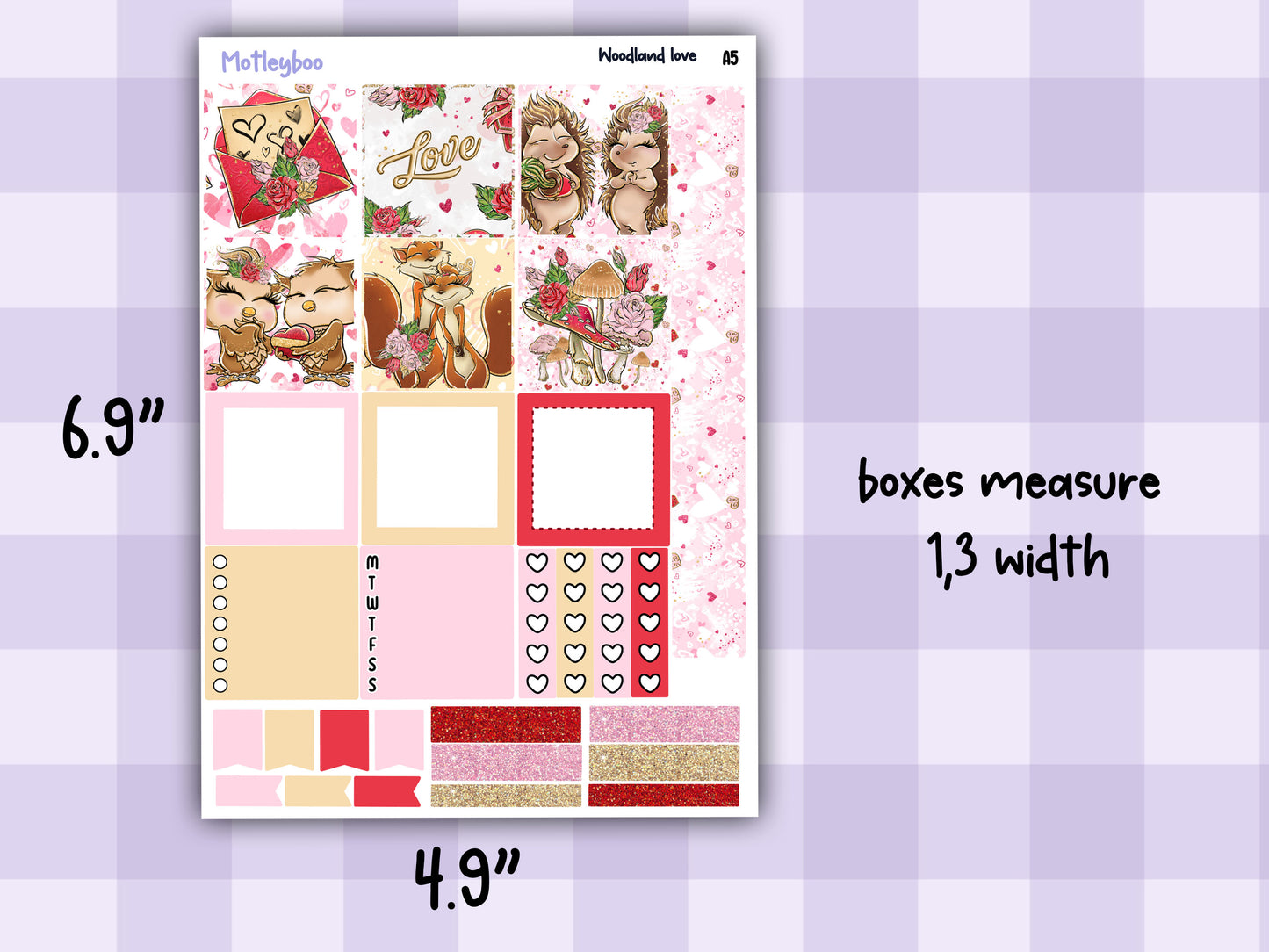 Valentines day hobonichi cousin sticker kit, weekly sticker kit, A5 planner, valentines day, planner stickers, functional stickers