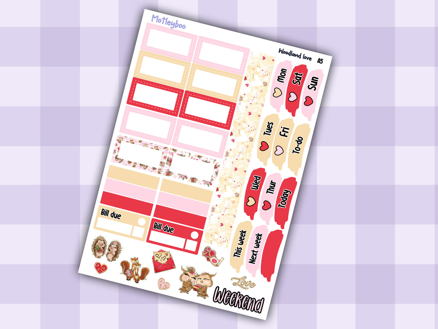 Valentines day hobonichi cousin sticker kit, weekly sticker kit, A5 planner, valentines day, planner stickers, functional stickers