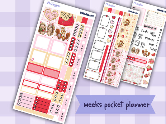 Valentines day hobonichi weeks, sticker kit, hobonichi planner, cute stickers, functional stickers, small planner stickers, love stickers