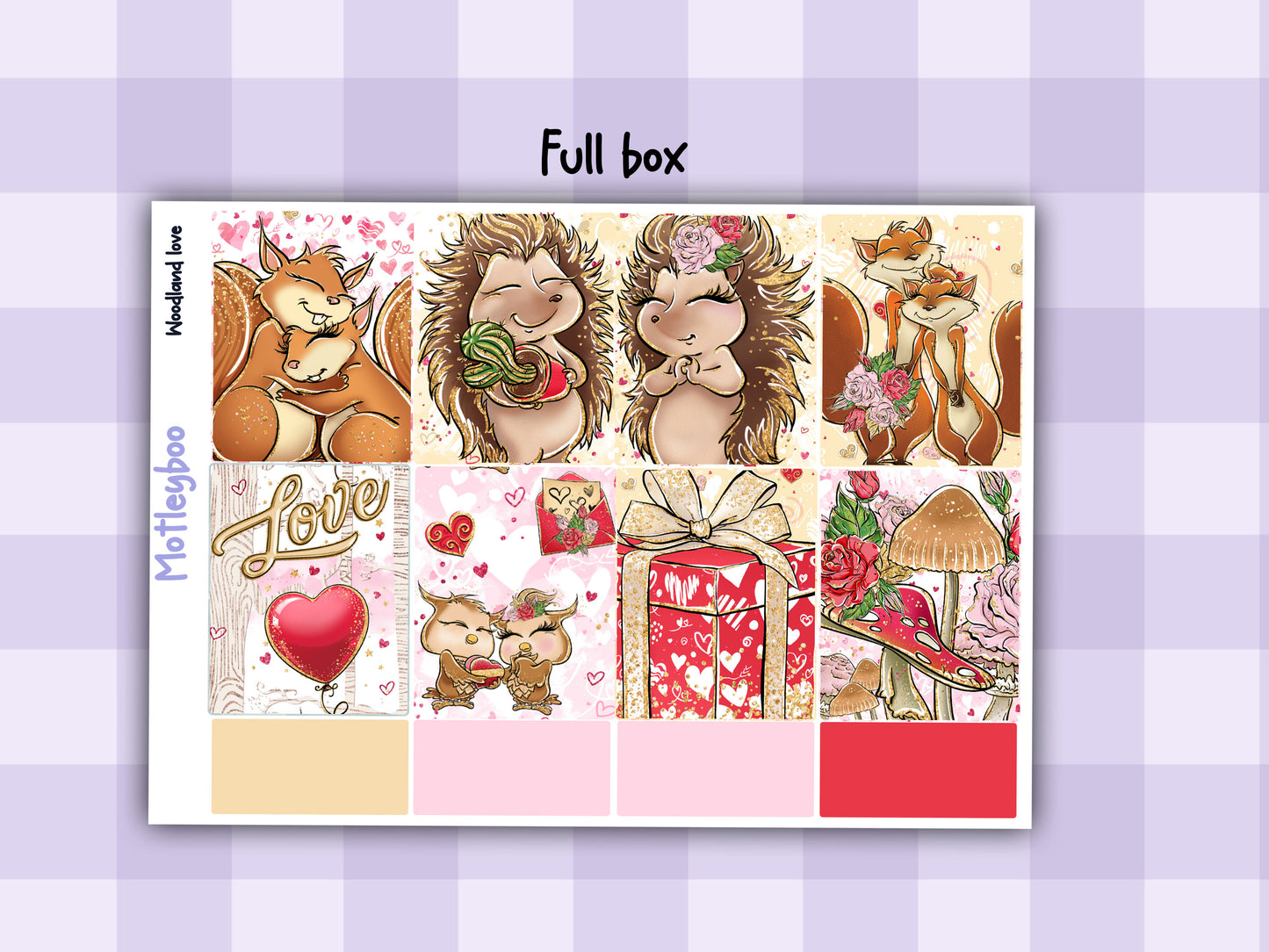Valentines day weekly planner sticker kit, love planner stickers, cute animals sticker kit, vertical planner, cute stickers, valentines gift, woodland love