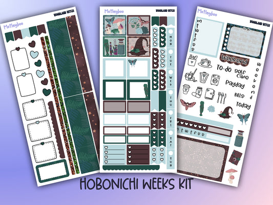 Hobonichi weeks, weekly sticker kit, hobonichi planner, witch planner, woodland witch