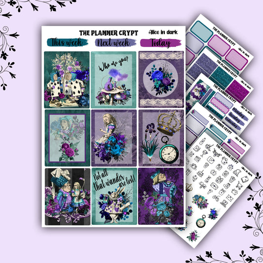 weekly planner sticker kit, gothic alice
