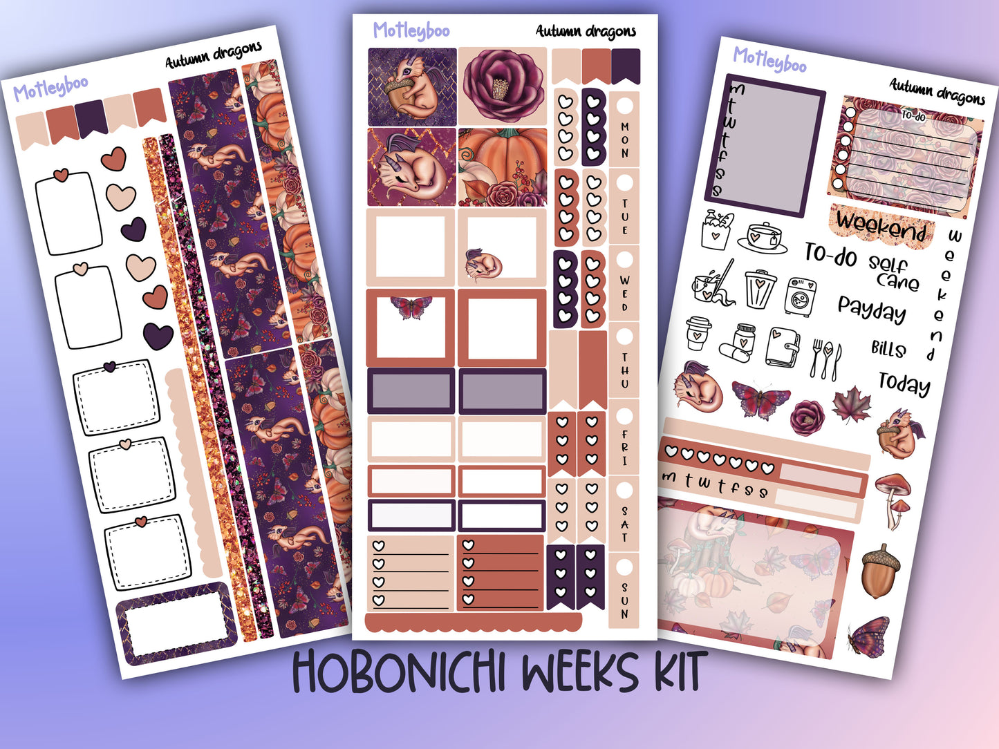 Hobonichi weeks, planner sticker kit, cute stickers, autumn season, halloween, fall season, stickers