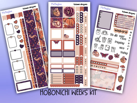 Hobonichi weeks, planner sticker kit, cute stickers, autumn season, halloween, fall season, stickers