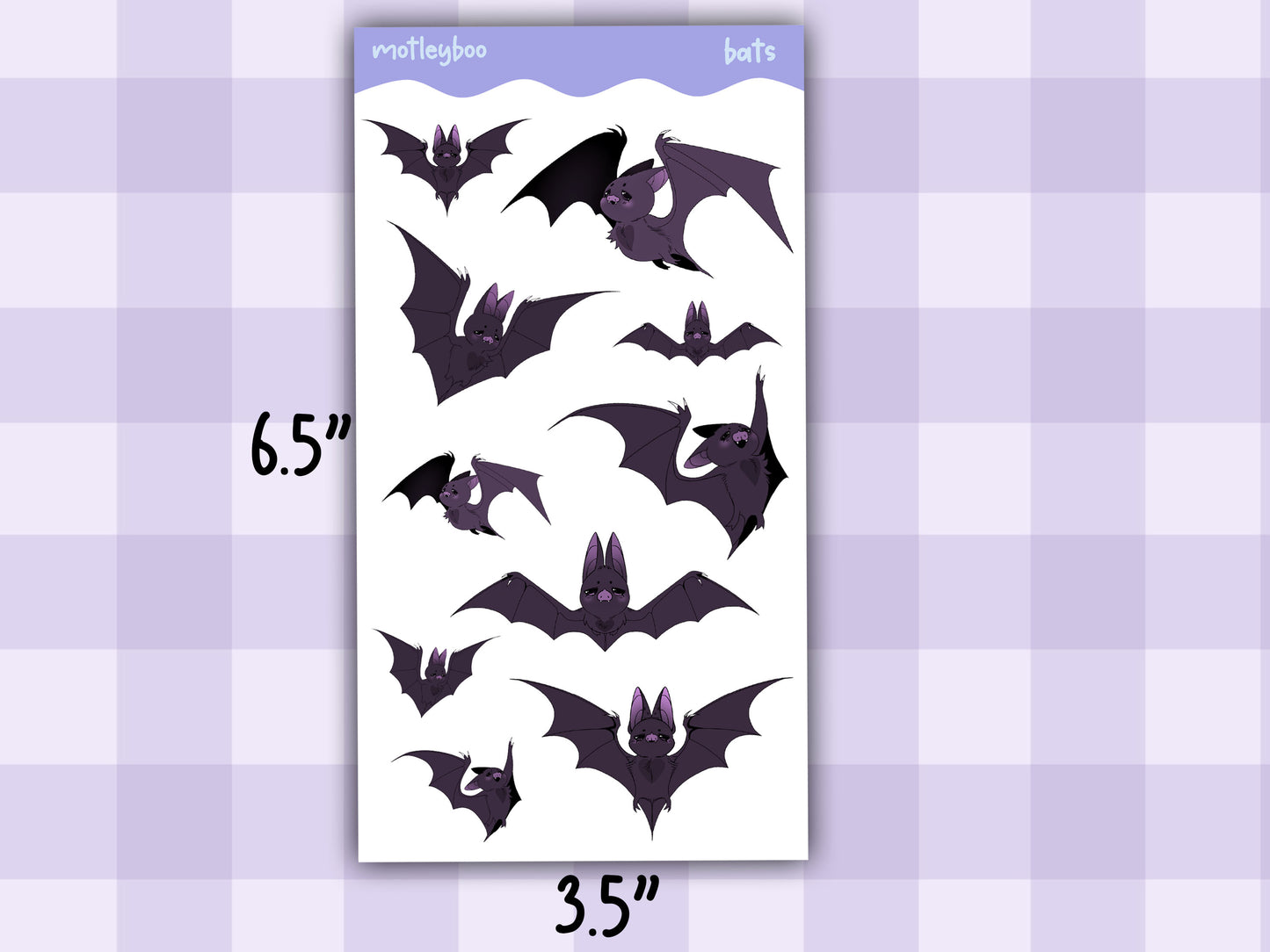 Midnight bat sticker sheet, stickers for halloween