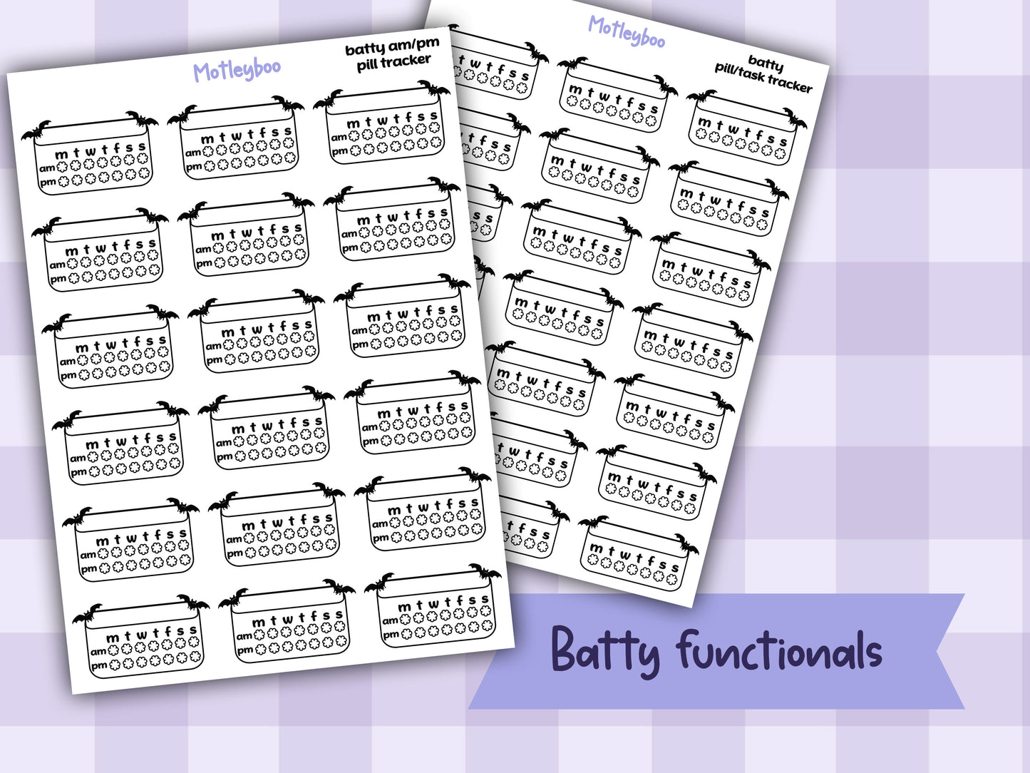 pill trackers, planner stickers, goth planner, vertical planner, functional stickers, weekly planner