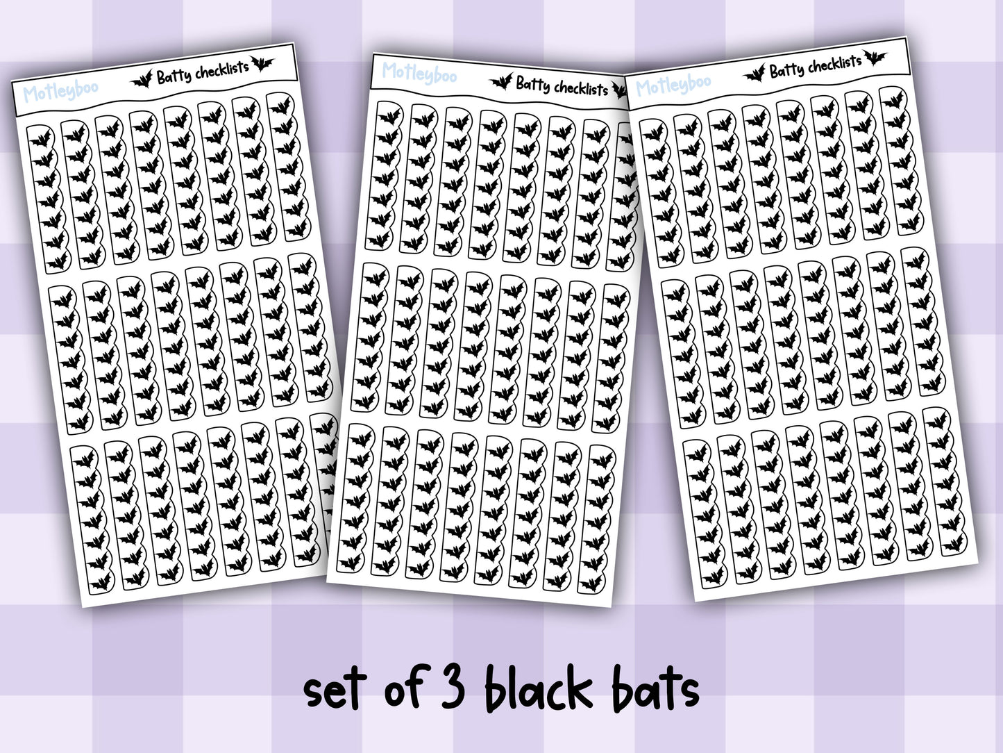 Checklist planner stickers for goth planners, spooky Halloween journaling, functional sticker sheet, to-do stickers, vertical stickers, bats