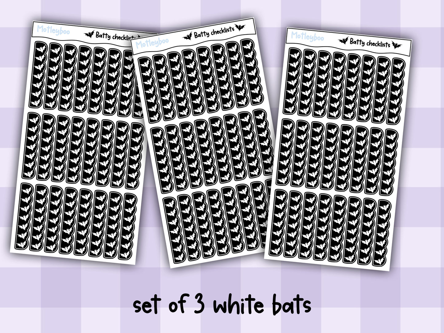Checklist planner stickers for goth planners, spooky Halloween journaling, functional sticker sheet, to-do stickers, vertical stickers, bats