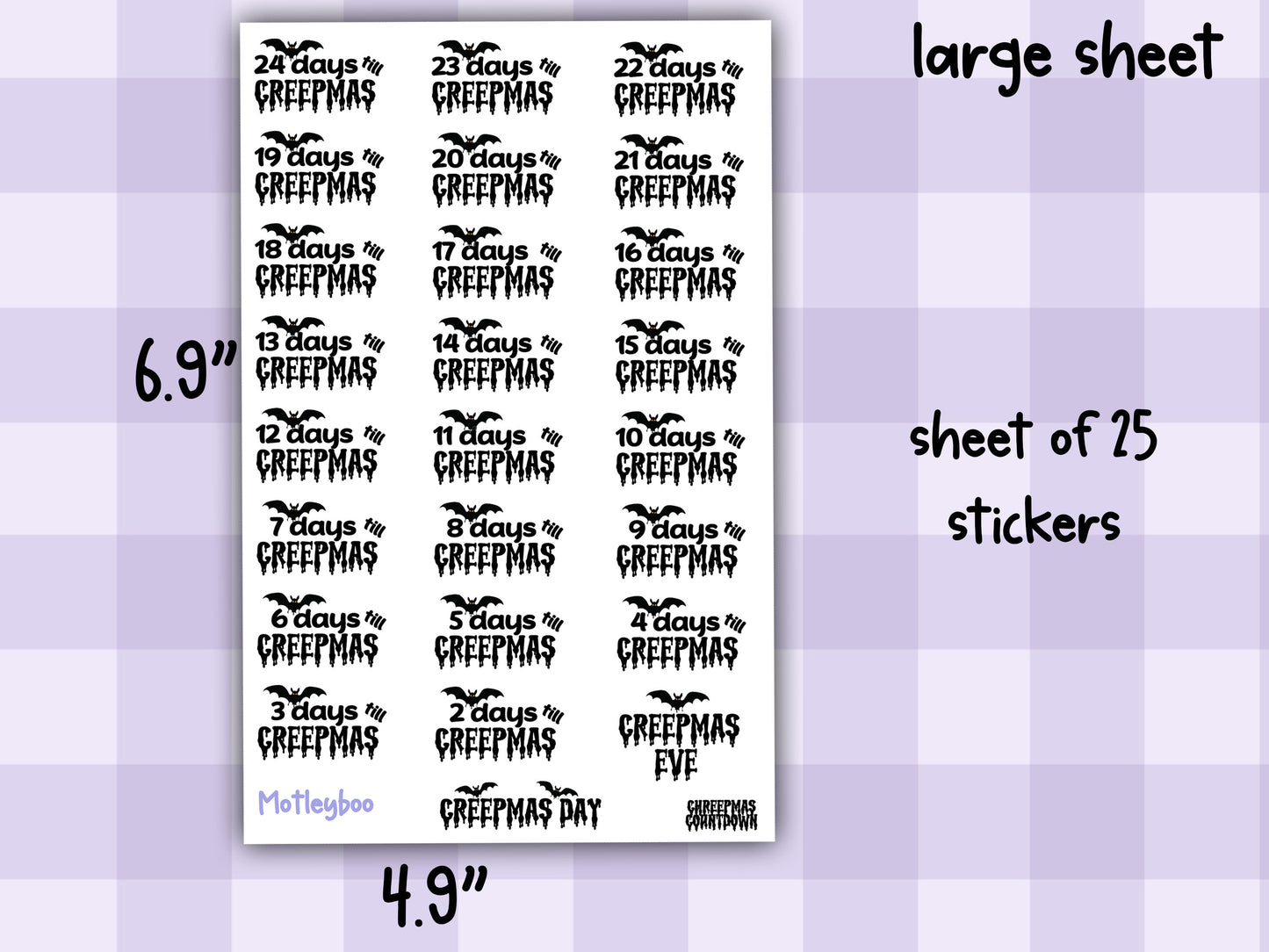 Creepmas Countdown Planner Stickers: Goth Christmas Deco Stickers
