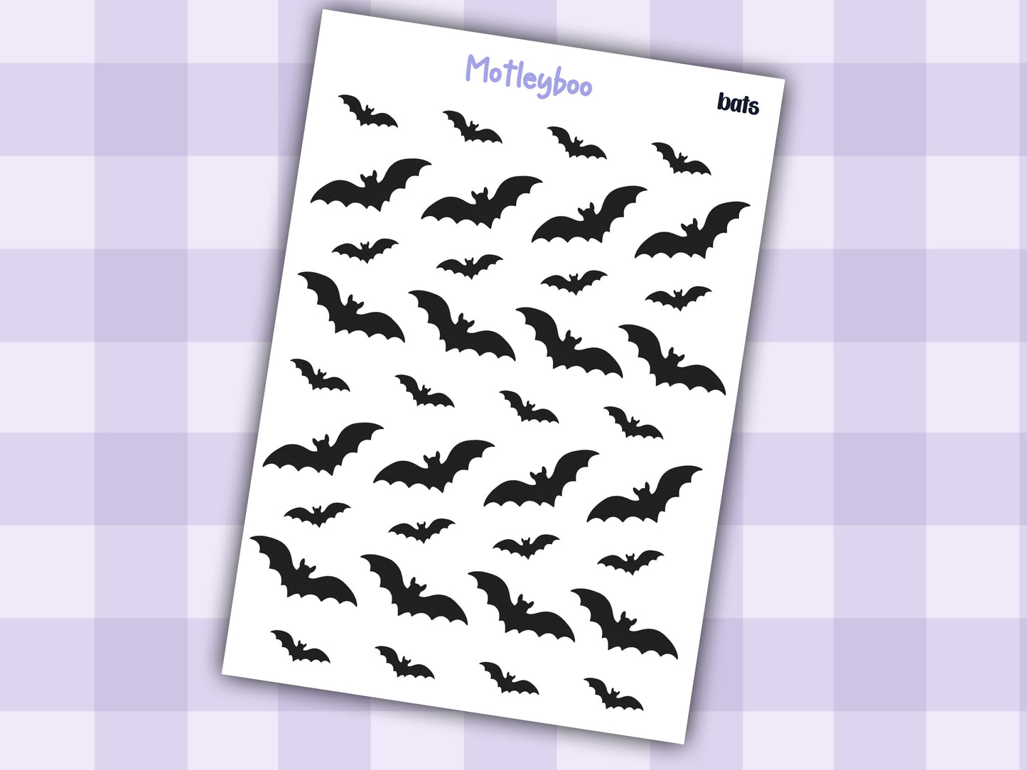 Batty Functional Planner Stickers, Goth Weekly Planner Supplies, Spooky Bats
