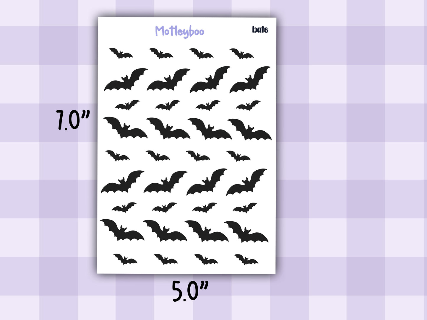 Batty Functional Planner Stickers, Goth Weekly Planner Supplies, Spooky Bats