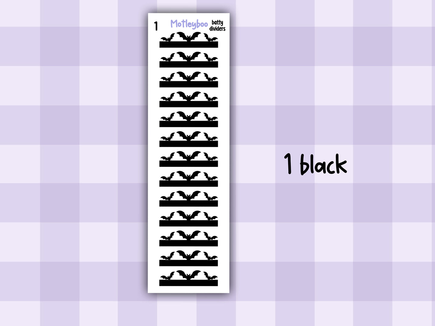 Gothic functional planner stickers, headers and dividers for planner boxes. spooky journaling, BATTY