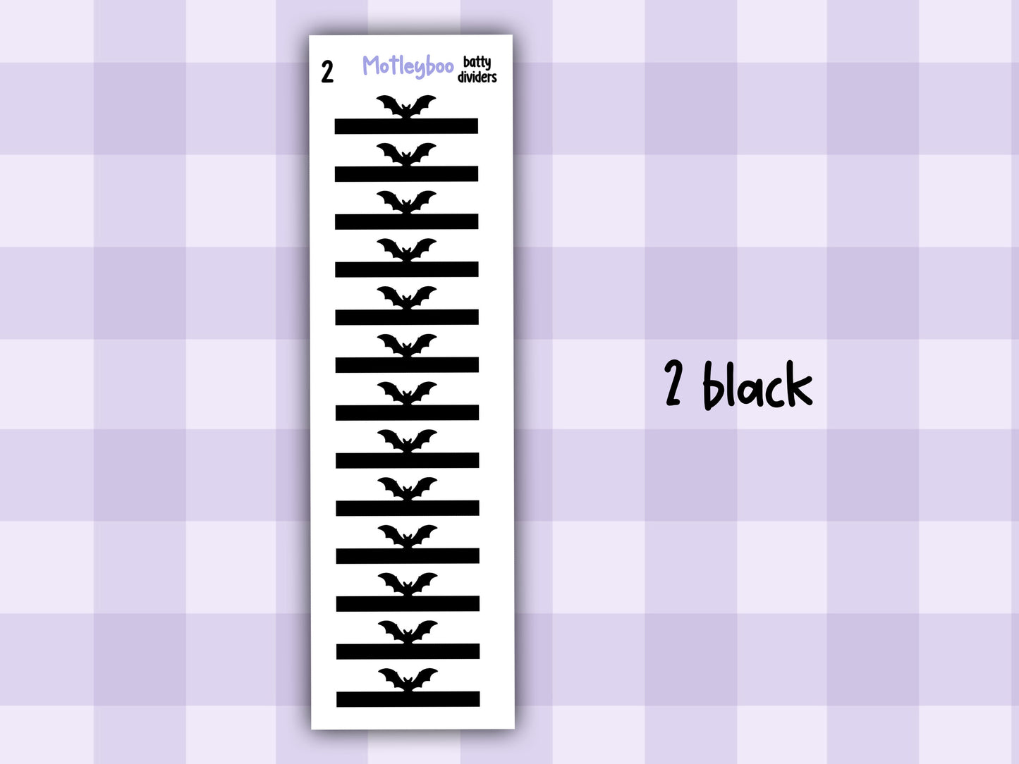 Gothic functional planner stickers, headers and dividers for planner boxes. spooky journaling, BATTY
