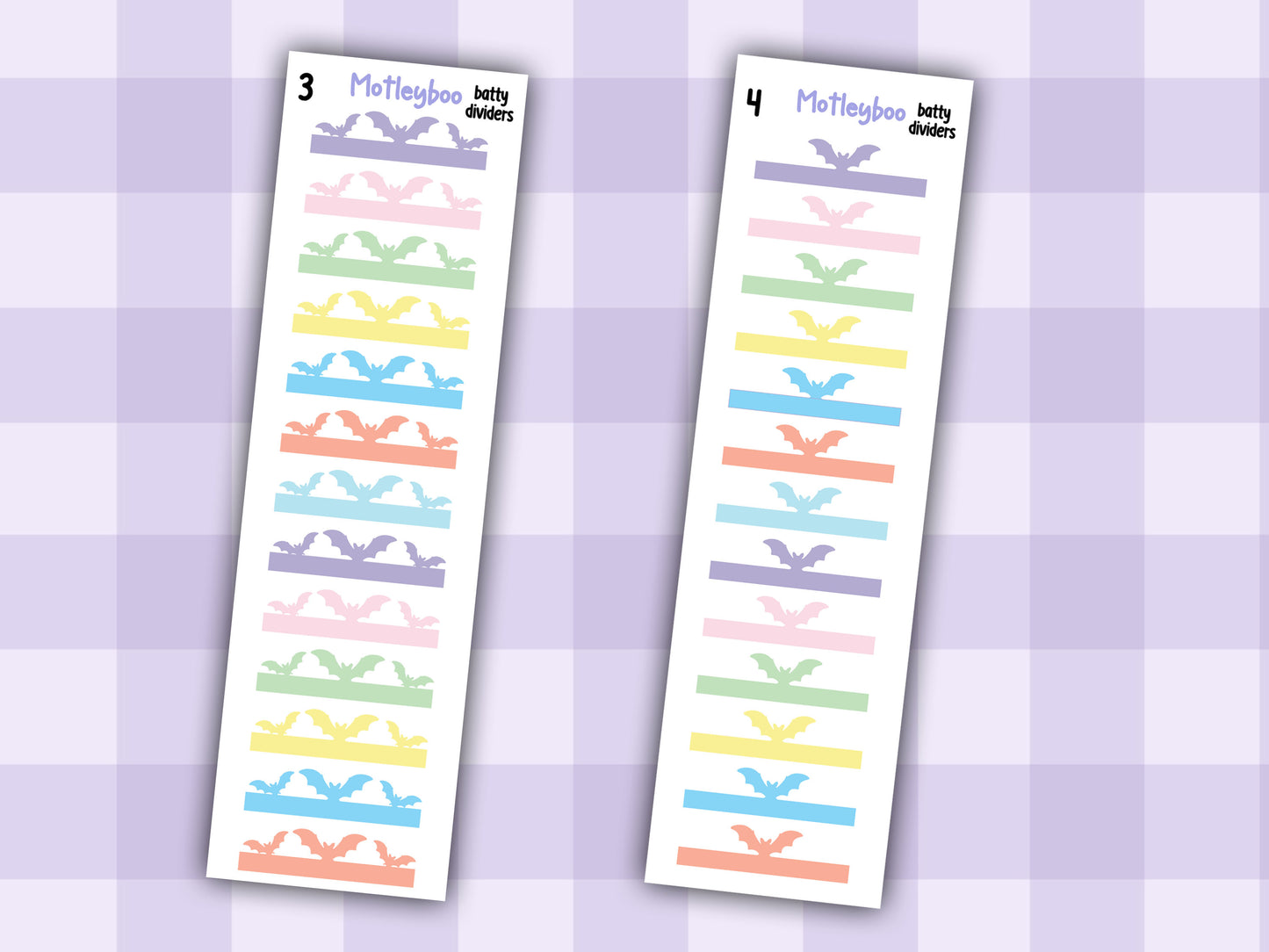Gothic functional planner stickers, headers and dividers for planner boxes. spooky journaling, BATTY